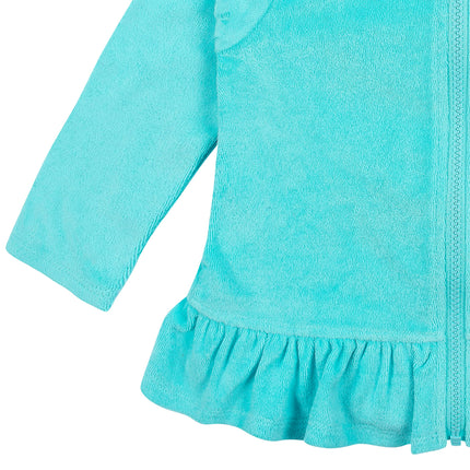Gerber - Cache-maillot à capuchon zippé en tissu éponge pour tout-petits, fille, Aqua, 3T