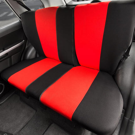 FH Group Back Seat Cloth Car Seat Cover - Universal Fit, Rear Seat Covers for Cars with Rear Split Bench, Car Interior Accessories for SUV, Sedan, Van, Red