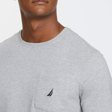 Nautica Men's Solid Crew Neck Short-Sleeve Pocket T-Shirt, Grey Heather, XL