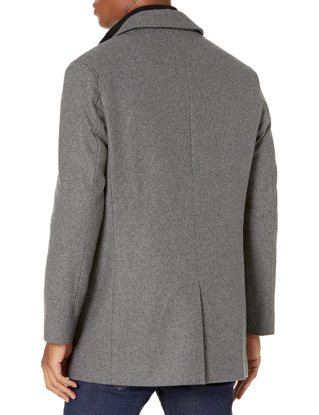 Abrigo de lana Melton Cole Haan para hombre, gris claro, talla XG