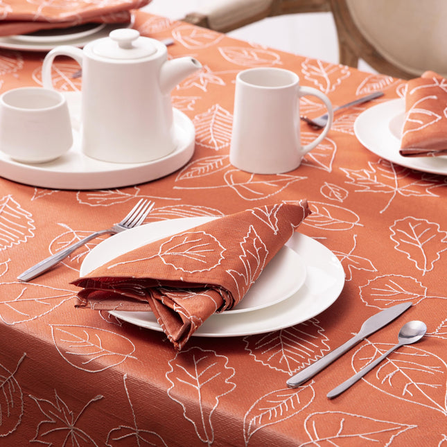 Laura Ashley Raised Embroidered Tablecloth, 60" x 144", Maple Spice