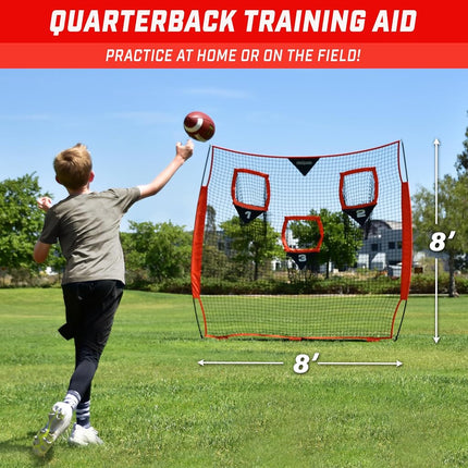GoSports 8 x 8 ft Football Throwing Net - Red