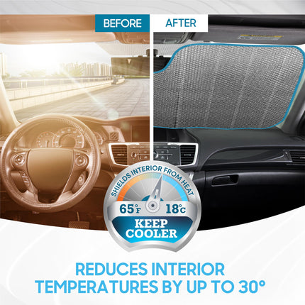 BDK AS601 Palm Tree Beach Windshield Sun Shade for Car SUV Truck with Side Window Sunshades-(58 x 28 inch)