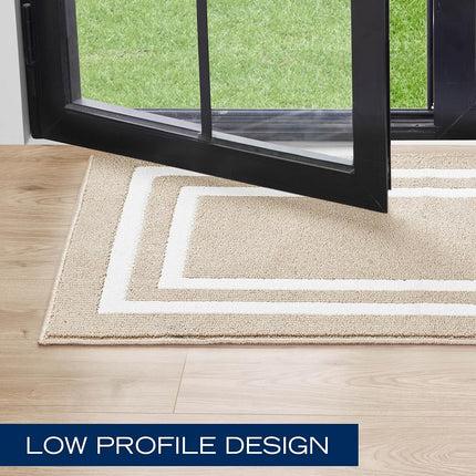 Nautica – Runner Rug | Indoor Runners for Hallways and Entry Rugs| Non-Slip and Non-Skid Entry and Kitchen Door Mat| Machine Washable Entryway Carpet Rugs |2'2" x 6'| Double Border Beige