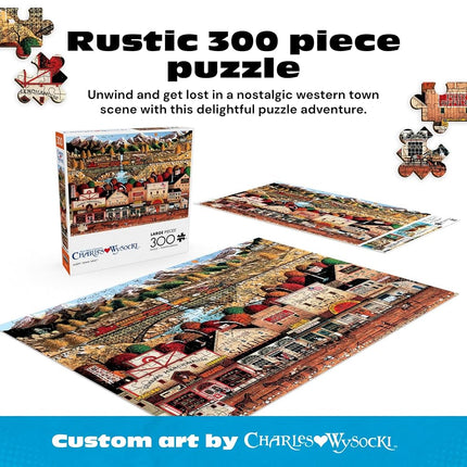 Buffalo Games - Charles Wysocki - Sleepy Town West - 300 Piece Jigsaw Puzzle for Adults - Challenging Puzzle Perfect for Game Nights - Finished Puzzle Size is 21.25 x 15.00