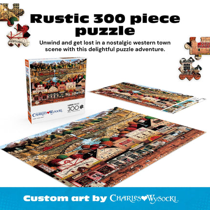 Buffalo Games - Charles Wysocki - Sleepy Town West - 300 Piece Jigsaw Puzzle for Adults - Challenging Puzzle Perfect for Game Nights - Finished Puzzle Size is 21.25 x 15.00