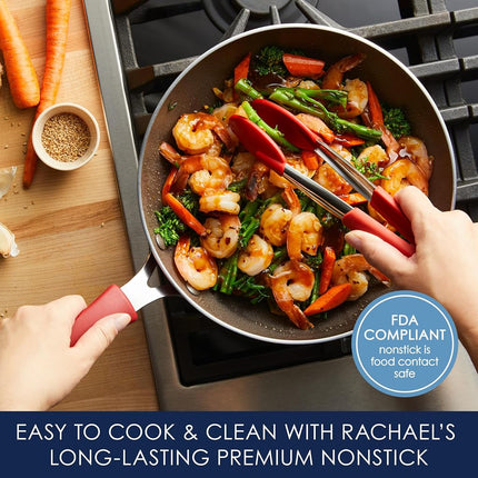 Rachael Ray Cook + Create Sartén/Wok Antiadherente para Saltear, 10.5 Pulgadas, Roja