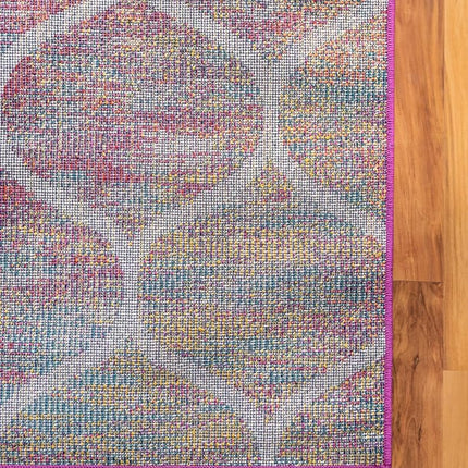 Tapis de surface Unique Loom Trellis Frieze Collection - Arrondi (3' Carré, Multi/Noir)