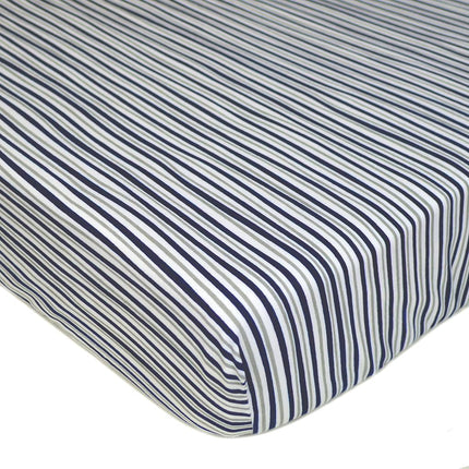 American Baby Company 100% Natural Cotton Fitted Crib Sheet 52" x 28" - Soft, Breathable, Hypoallergenic & Gentle Toddler Bed Sheet, Navy Fun Stripe, Neutral for Boys & Girls