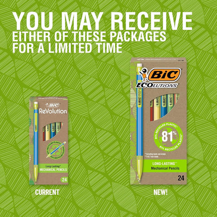 BIC ReVolution Xtra-Life Mechanical Pencil, Medium Point (0.7mm),Made With 65% Recycled Plastic, 24-Count