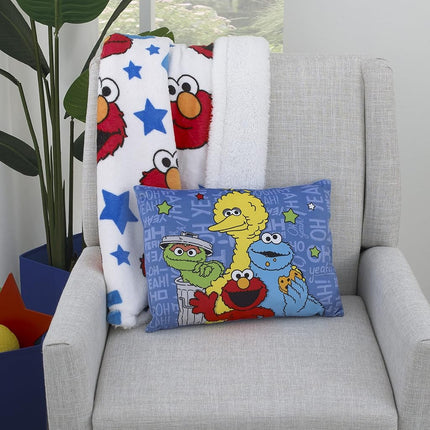Sesame Street Elmo, Red, Blue, Yellow, Green, and White with Stars Super Soft Baby Blanket
