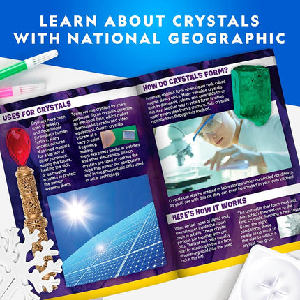 NATIONAL GEOGRAPHIC Kits de bricolage pour enfants - Kit de culture de cristaux, Faites pousser 6 arbres de cristaux en seulement 6 heures, Kit d'artisanat éducatif avec fournitures artistiques, spécimen de géode et guide d'apprentissage STEM