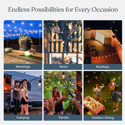 Brightech Ambience Pro Solar - 27 Ft Edison Bulb Outdoor String Lights - Hanging 2W LED Patio Lights Create Old Italian Market Look & Feel in Your Yard - Commercial Grade Waterproof & Weatherproof