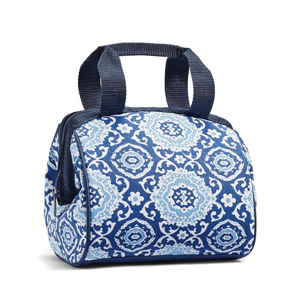 Fit & Fresh 902FFST448 Charlotte Insulated Lunch Bag with Reusable Ice Pack (Medallion Bloom), Cotton, Navy