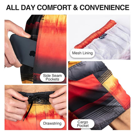 Kanu Surf Men's Apollo Swim Trunks (Regular & Extended Sizes), Nova Black/Red, Medium
