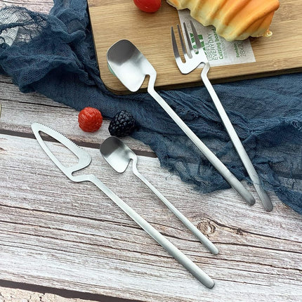 JASHII Silverware Set Satin Finish 24-Piece Stainless Steel Flatware Set Kitchen Utensil Set Service for 6 Tableware Cutlery Set Dishwasher Safe (Matte Silver)