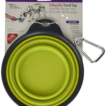 Dexas Popware for Pets Collapsible Travel Cup, Large, Gray/Green