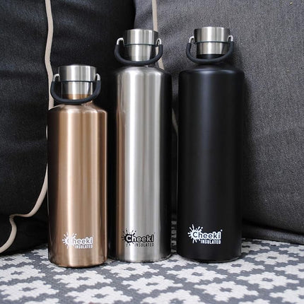 CHEEKI Classic Insulated Bottle, 1 Litre Capacity, Matte Black