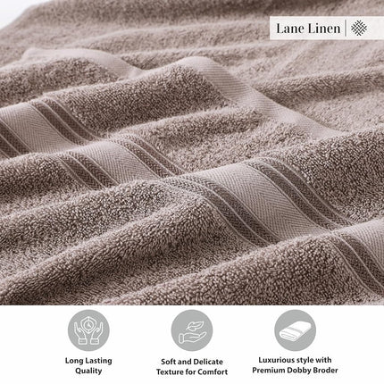 LANE LINEN Large Bath Towels Set (30" x 60") - Zero Twist 100% Cotton Bathroom Towels, Super Aborbent Luxury Bath Towels, Soft, Quick Dry Shower Towels, 4 Piece Extra Large Bath Towel Set - Platinum