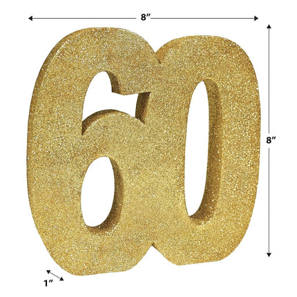 Beistle 54000-60GD 3-D Number 60 Centerpiece for 60th Birthday Party Decorations, Foam, Gold