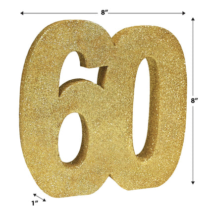 Beistle 54000-60GD 3-D Number 60 Centerpiece for 60th Birthday Party Decorations, Foam, Gold