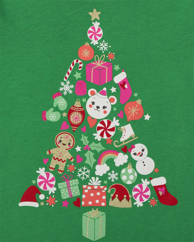 The Children's Place Camisetas gráficas de manga larga para niñas para todas las fiestas, árbol de Navidad, 18-24 meses