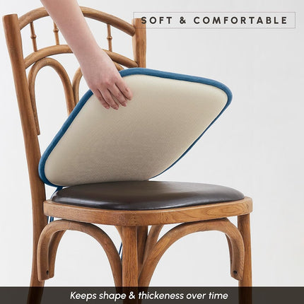 Elegant Comfort 4 Pack Chair Cushion Covers - Skid-Proof Rubber Backing - 16 x 16 Inch - Thick Dining Square Shape Seat Covers - Comfortable Textured Chair Pads with Ties - Honeycomb Pattern, Blue