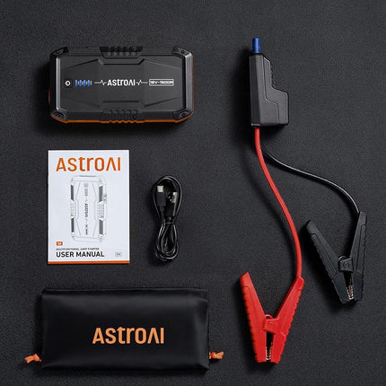 AstroAI S8 Car Battery Booster Jump Starter Power Pack (up to 6.0L Petrol & 3.0L Diesel Engines), Portable Car Jump Starter Power Bank for 12V Vehicles, Motorcycle, with Smart Jump Leads and LED Torch