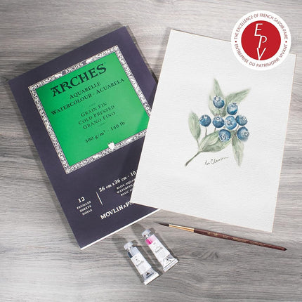 Arches Watercolor Pad 9x12-Inch Natural White 100% Cotton Paper - 12 Sheet 140 lb Cold Press Pad for Watercolor, Gouache, Ink, Acrylic and More