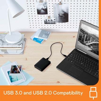 Disco duro externo portátil WD Elements de 2 TB, interfaz USB 3.0, almacenamiento externo portátil, Plug-and-Play, USB 3.2 Gen 1 de supervelocidad, formateado para PC y Mac, negro
