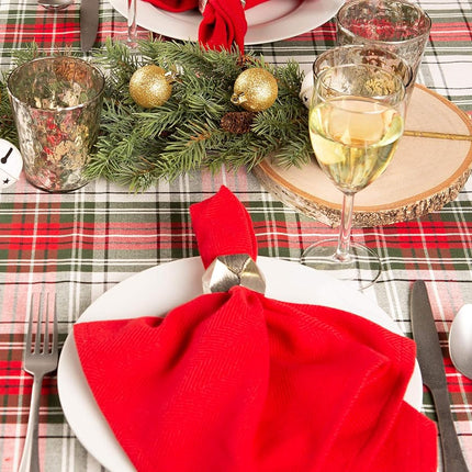 DII Dining Room Table and Kitchen Decor, Cotton, Red, Green and White, Rectangle Christmas Tablecloth, 60x104