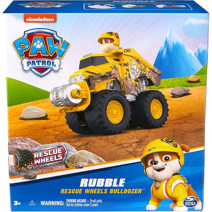 Paw Patrol: Rescue Wheels Rubble’s Bulldozer, Toy Truck with Vehicle Transformation and Collectible Action Figure, Kids’ Toys for Boys & Girls Ages 3+
