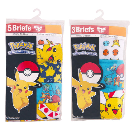 Pokemon Boys' Exclusive 8-Pack 100% Combed Cotton Briefs with Pikachu, Evee, Squirtle, Jigglypuff and More in Sizes 4, 6 & 8, 8-Pack, 8