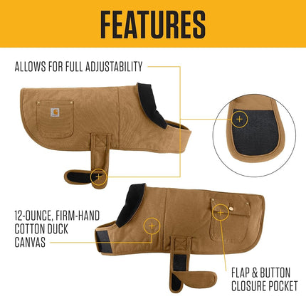 Carhartt Firm Duck Insulated Dog Chore Coat, Durable Weather Resistant Jacket for Cold and Windy Conditions, PFAS Free (Carhartt Brown), Large