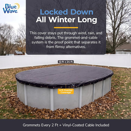 Blue Wave Defender 8-Year 16 feet x 28 feet Oval Above-Ground Winter Cover for 12 feet x 24 feet Pool'
