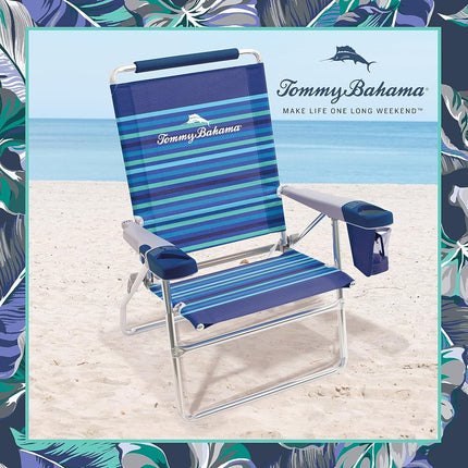 Tommy Bahama 15" Extended Height 4 Position Folding Beach Chair, Stripe