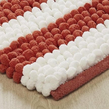 Refinery29 James Striped Noodle Cotton Chenille Bath Rug, 21" x 34", Orange
