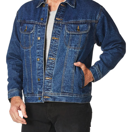 Wrangler mens Rugged Wear Flannel Lined Denim Jacket - blue - XL Tall