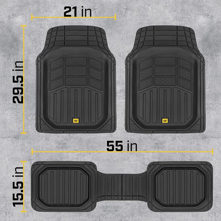 CAT Gray Car Floor Mats Full Set - Universal Heavy Duty Trim to Fit Floor Mats for Trucks - Car Mats & SUV Floor Liners for Car - All-Weather Truck Accessories & Odorless Rubber Automotive Floor Mats