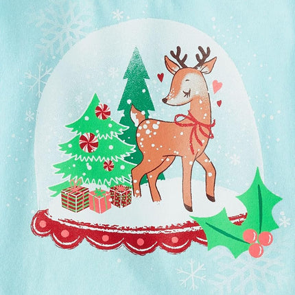 The Children's Place Baby Girls' and Toddler Assorted Everyday Short Sleeve Graphic T-Shirts, Xmas Gingerbread/Xmas Reindeer 2-Pack, 3T