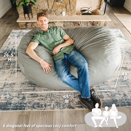 Big Joe 0002658 Media Lounger Foam Filled Bean Bag Chair, Fog Lenox