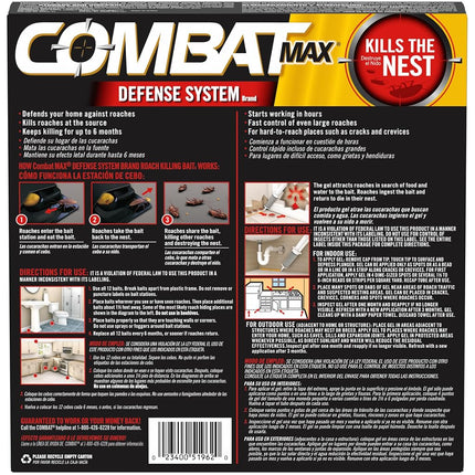 Combat Max Defense System Brand, Small Roach Killing Bait and Gel, 12 Count