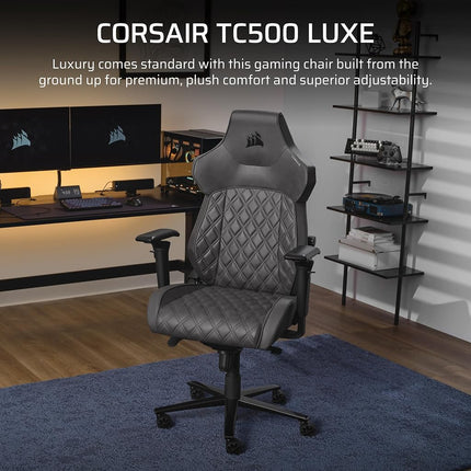 Corsair TC500 LUXURY Gaming Chair Breathable Textile � Wide Seat � Five-Way Armrests Adjustable � 90-160 Degree Tilt � Adjustable Lumbar Support � Shade