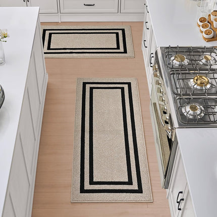 Nautica - Juego de 2 alfombras corredoras | Alfombras corredoras para pasillos y entradas | Alfombra antideslizante para entrada y cocina | Alfombras lavables a máquina | 26" x 45" y 26" x 60" | Doble borde Natural Twist