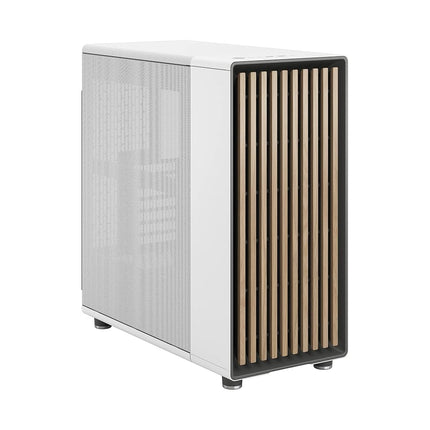 Fractal Design North Chalk White - Wood Oak front - Mesh side panels - Two 140mm Aspect PWM fans included - Type C USB - ATX Airflow Mid Tower PC Gaming Case