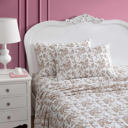 Betsey Johnson - Twin XL Bed Sheets, Soft & Lightweight Bedding, Fade & Wrinkle Resistant, Dorm Essentials (Garden Toile Brown)