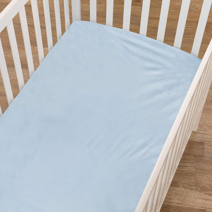 TL Care Heavenly Soft Chenille Fitted Crib Sheet 28" x 52", Warm and Cozy Neutral Chenille Sheet, Blue, for Boys and Girls, Fits Crib and Toddler Bed mattresses
