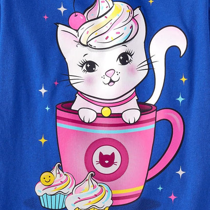 The Children's Place Girls' Unicorns,Sports,Butterflies Long Sleeve Graphic T-Shirts,2 Pack, Cat Mug/Turtle, Medium