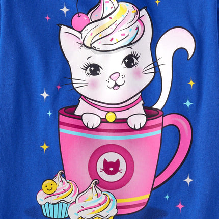 The Children's Place Girls' Unicorns,Sports,Butterflies Long Sleeve Graphic T-Shirts,2 Pack, Cat Mug/Turtle, X-Large