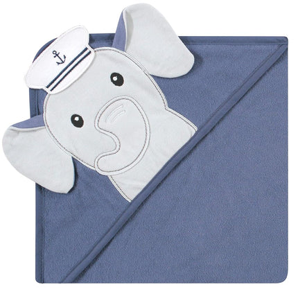 Hudson Baby Unisex Baby Cotton Rich Hooded Towels, Sailor Elephant, One Size